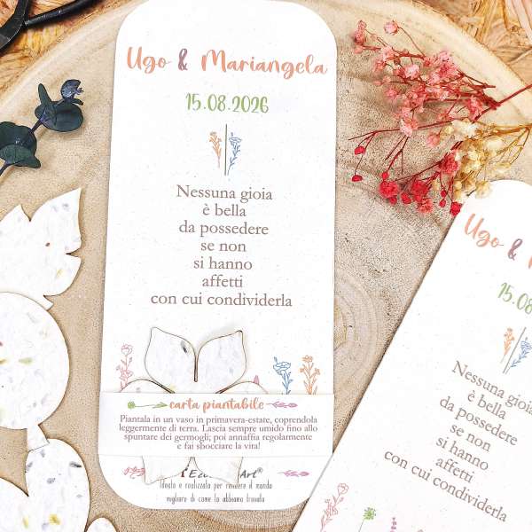 segnalibro matrimonio carta piantabile